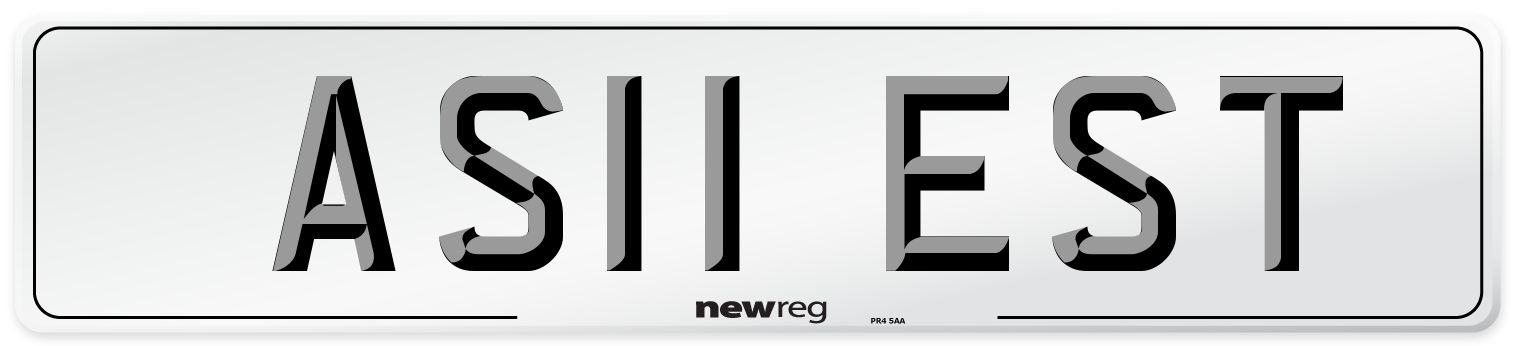 AS11 EST Number Plate from New Reg